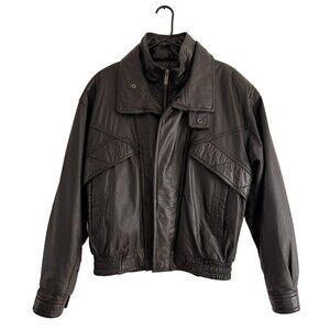 Vintage Wilsons Black Leather Aviator Bomber Jacket Coat Men Size M Thinsulate